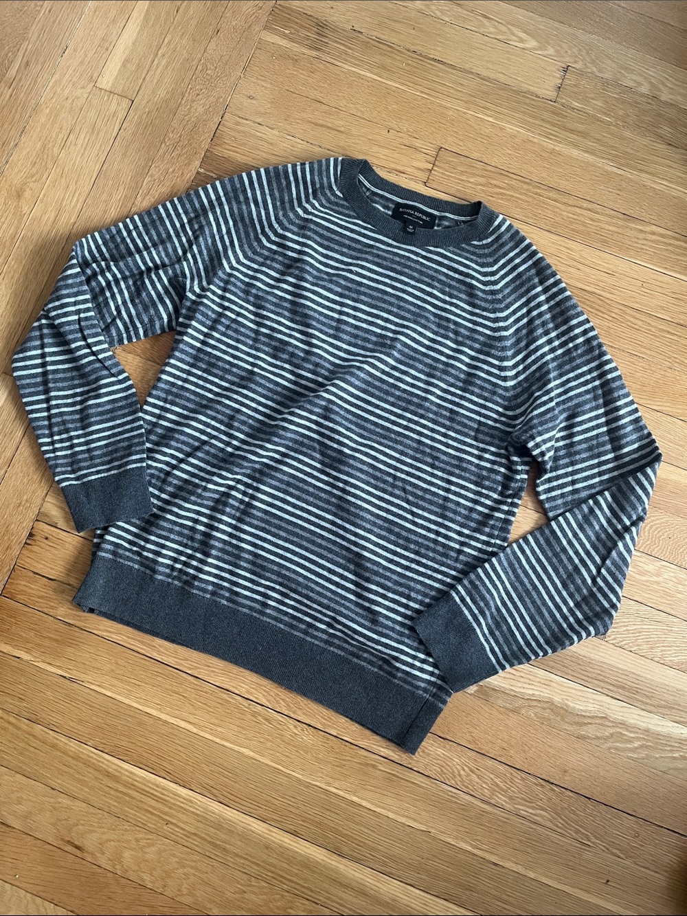 Men's Striped Crewneck Sweater - Gray & Light Gray